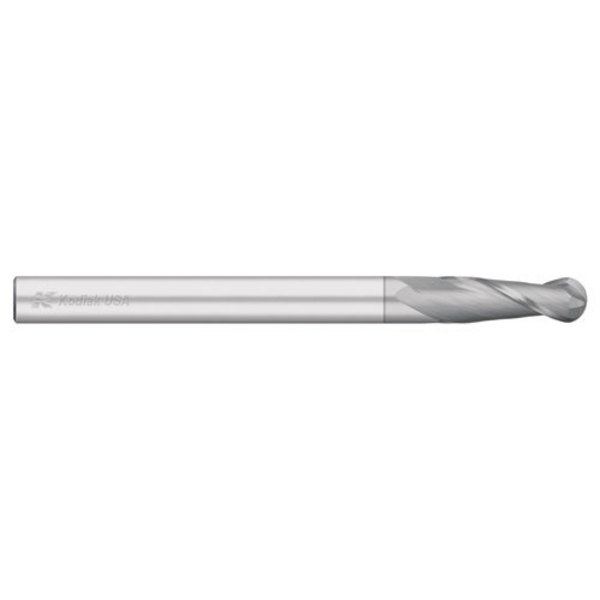 Kodiak Cutting Tools 3/8 2 Flute Carbide Endmill Ball Nose Extra Long TICN Coated 5466076